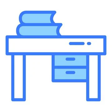 Study table vector line icon, school and education icon. Stock Illustration