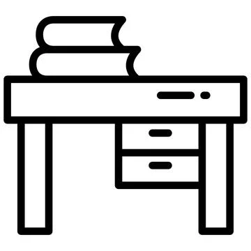 Study table vector line icon, school and education icon. 스톡 일러스트