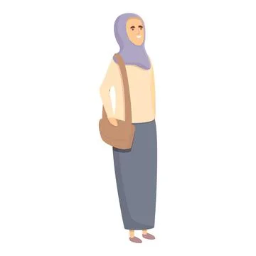 Study teacher icon cartoon vector. Muslim school Stock Illustration