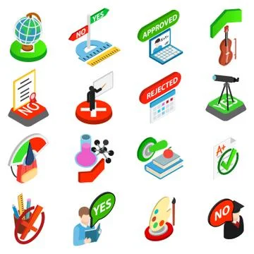 Study test icons set, isometric style Stock Illustration
