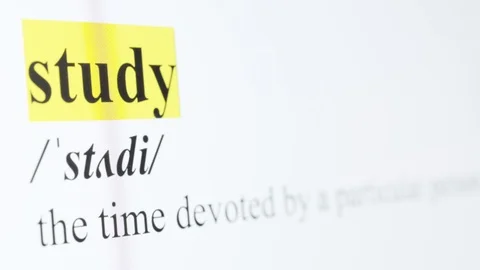 Study Text Macro Shot Highlighted in Yellow Color On Computer Screen Stock Footage 123224467