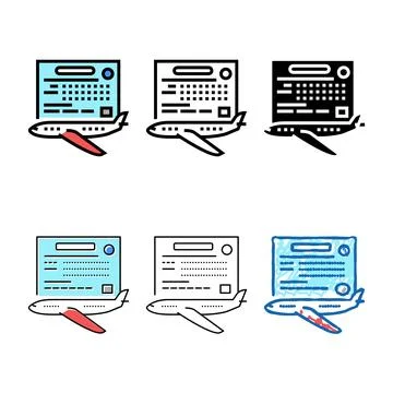 Study time flight school color icon vector variety Stock Illustration