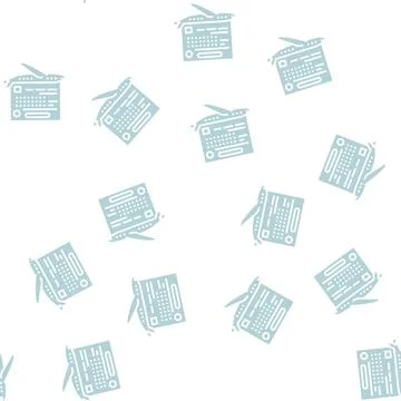 Study time flight school glyph seamless pattern Stock Illustration