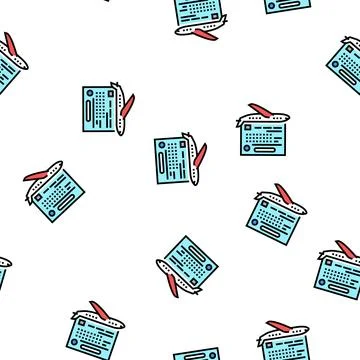 Study time flight school vector seamless pattern Stock Illustration