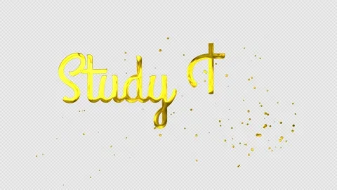 Study Time Handwriting Animation Classic Gold 4K Transparent Background Stock Footage 339347167