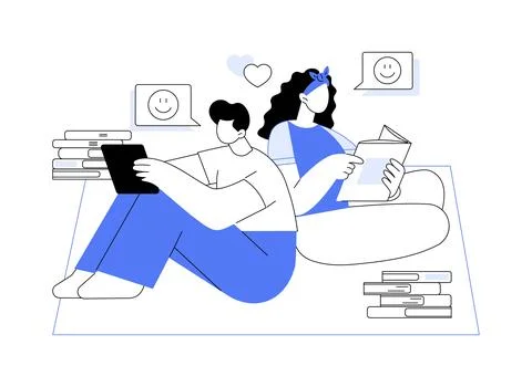 Study together isolated cartoon vector illustrations. イラスト素材