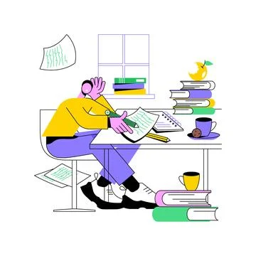 Study too much isolated cartoon vector illustrations. Stock Illustration