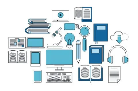 Study tools elements Illustrazione stock