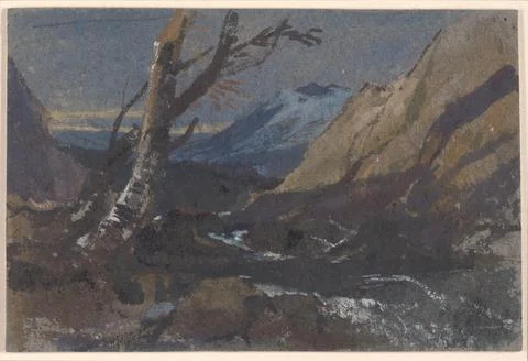 Study of Trees by a Mountain Stream 183345 William James Mller A leader of .. Stock Illustration