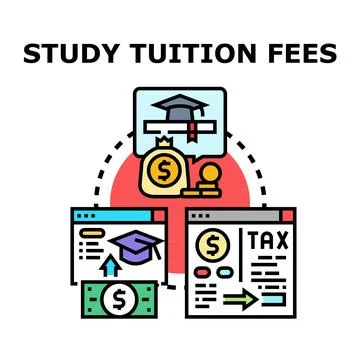 Study tuition fees and education cost payment calculation concept Stock Illustration