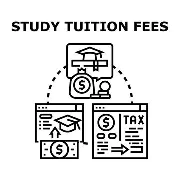 Study tuition fees and education cost payment calculation concept Stock Illustration
