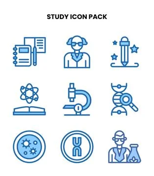 Study Two Colour Collection Icons Pack Stockillustratie