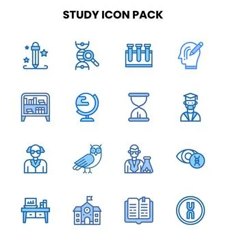 Study Two Colour Scalable Icons Pack Stock Illustration