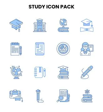 Study Two Colour UI Icons Pack Stock Illustration