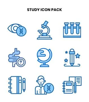 Study Two Colour UI Icons Pack Stock Illustration