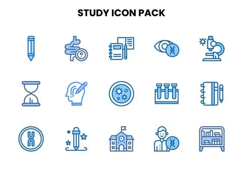 Study Two Colour UI Icons Pack Stock Illustration