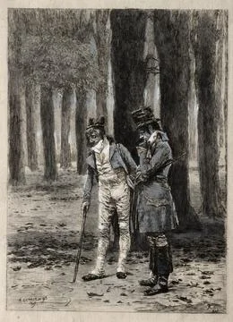 Study of Two Figures. Paul Rajon (French, 1842/43-1888). Etching; Illustrazione stock