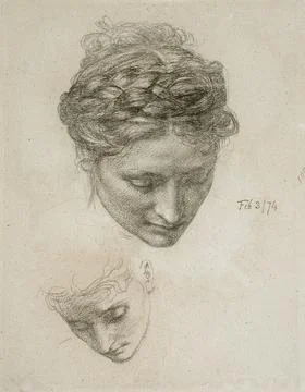 Study of Two Heads. Sir Edward Poynter (France, Paris, active England, 1836.. Stock Illustration