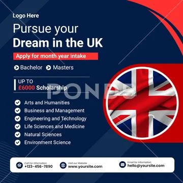 Study in the uk pursue your dream scholarship opportunities available PSD 템플릿