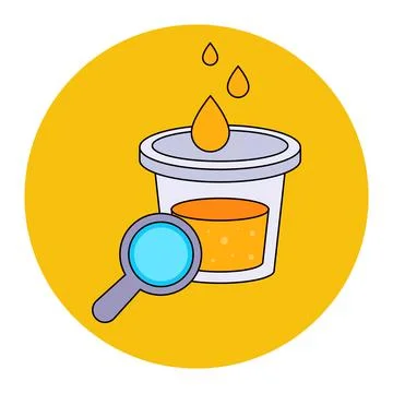 Study of urinalysis in the laboratory. hand over tests in a bottle. Stock Illustration