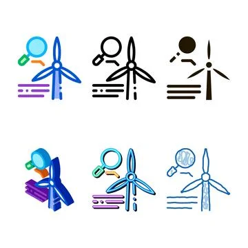 Study of variants windmill icon vector outline Stock Illustration