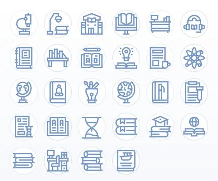 Study Vector Icon Collection with 28 128x128 Bold Line Designs Illustrazione stock