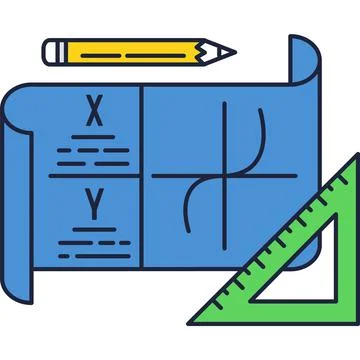 Study vector school math geometry flat icon Stock Illustration