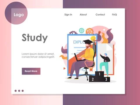 Study vector website landing page design template イラスト素材