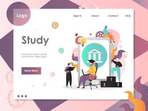 Study vector website landing page design template Stock Illustration
