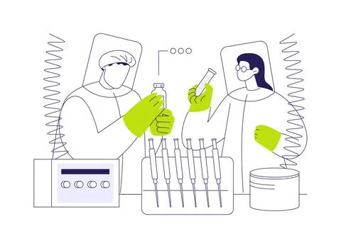 Study viruses in a laboratory abstract concept vector illustration. Stock Illustration