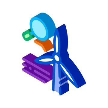 Study of windmill isometric icon vector illustration Stockillustratie
