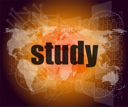 Study words on digital touch screen interface Stock Illustration