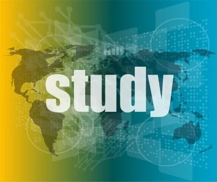Study words on digital touch screen interface Illustrazione stock