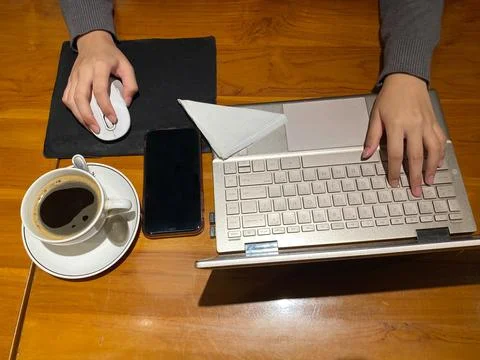 Study, work, coffee and overtime Stock Photos
