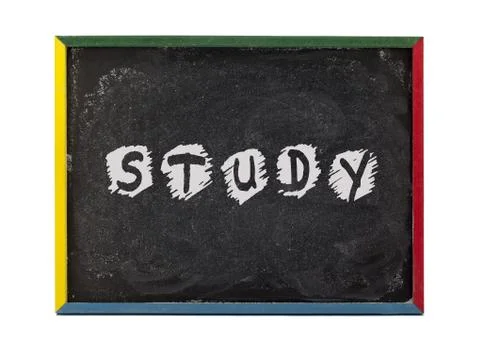 Study written on slate board Stock Photos