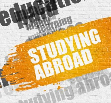 Studying Abroad on Brickwall. Stock Illustration