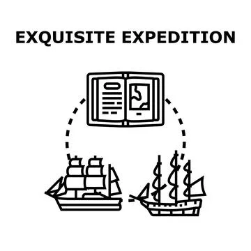 Studying ancient maps for upcoming sea expedition Stock Illustration