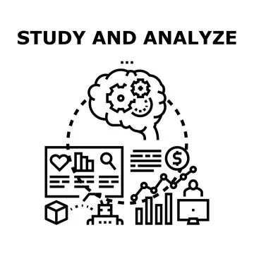 Studying and analyzing data for business strategy solution Stock Illustration