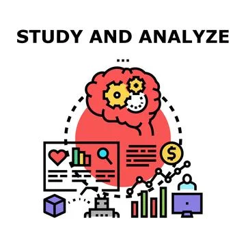 Studying and analyzing data for business strategy solution Stockillustratie
