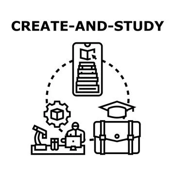 Studying and creating new knowledge concept illustration 库存插图