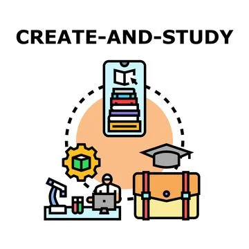 Studying and creating new knowledge concept illustration Stock Illustration