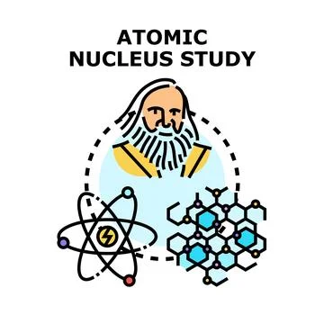 Studying atomic nucleus and molecular science concepts Stock Illustration