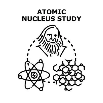 Studying atomic nucleus and molecular science concepts Stock Illustration