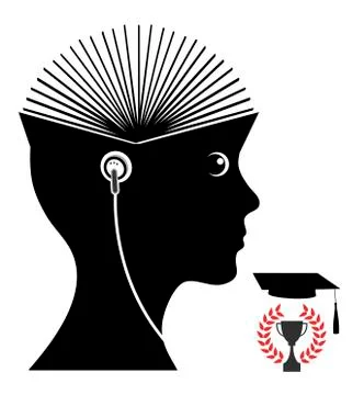 Studying with Audiobook Stock Illustration