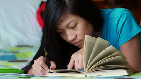 Studying in Bedroom Stock Footage 21906290