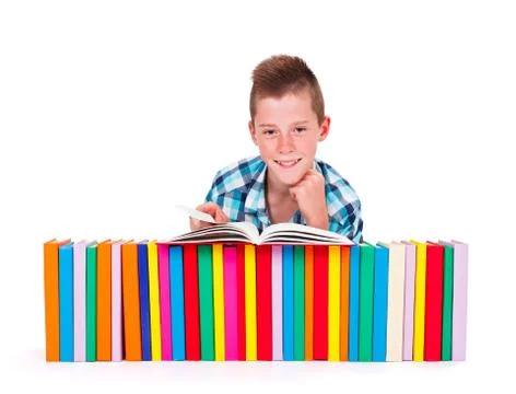 Studying boy Foto stock