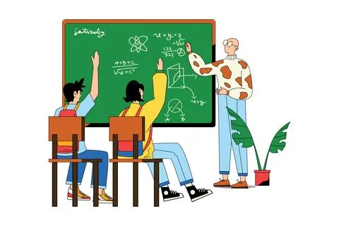 Studying at Class Illustration Stock Illustration