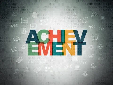 Studying concept: Achievement on Digital Data Paper background 스톡 일러스트