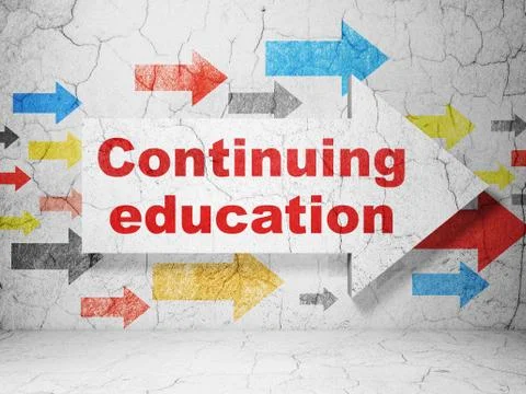 Studying concept: arrow with Continuing Education on grunge wall background Stock Illustration