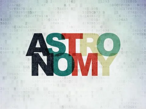 Studying concept: Astronomy on Digital Data Paper background Illustrazione stock